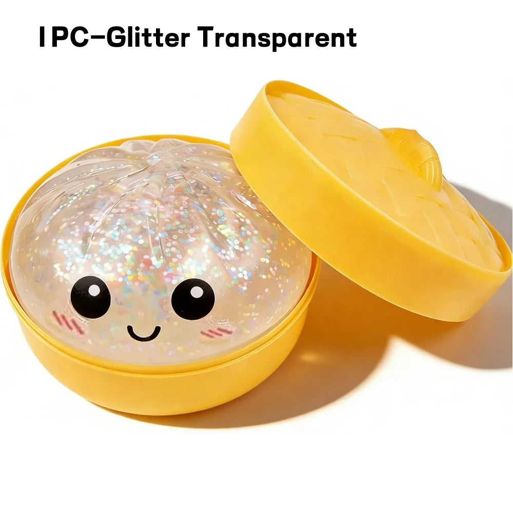 Squishy Dumpling Stress Balls Glitter Dumpling Fidget Sensory Toy for Kids Adults, Squeeze Dough Ball Stress Relief Toy for ADHD