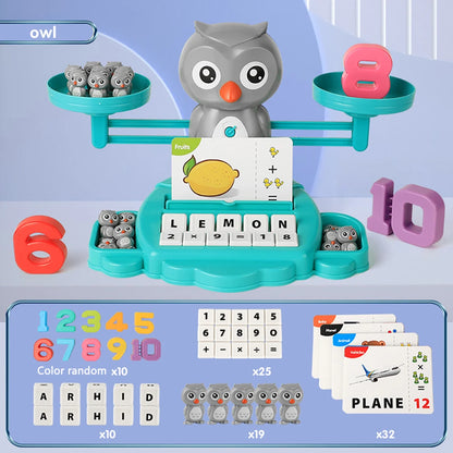 Kids Math Learning Toy - Owl & Chick Balance Scale - Boys & Girls Lion Balancing Math Game