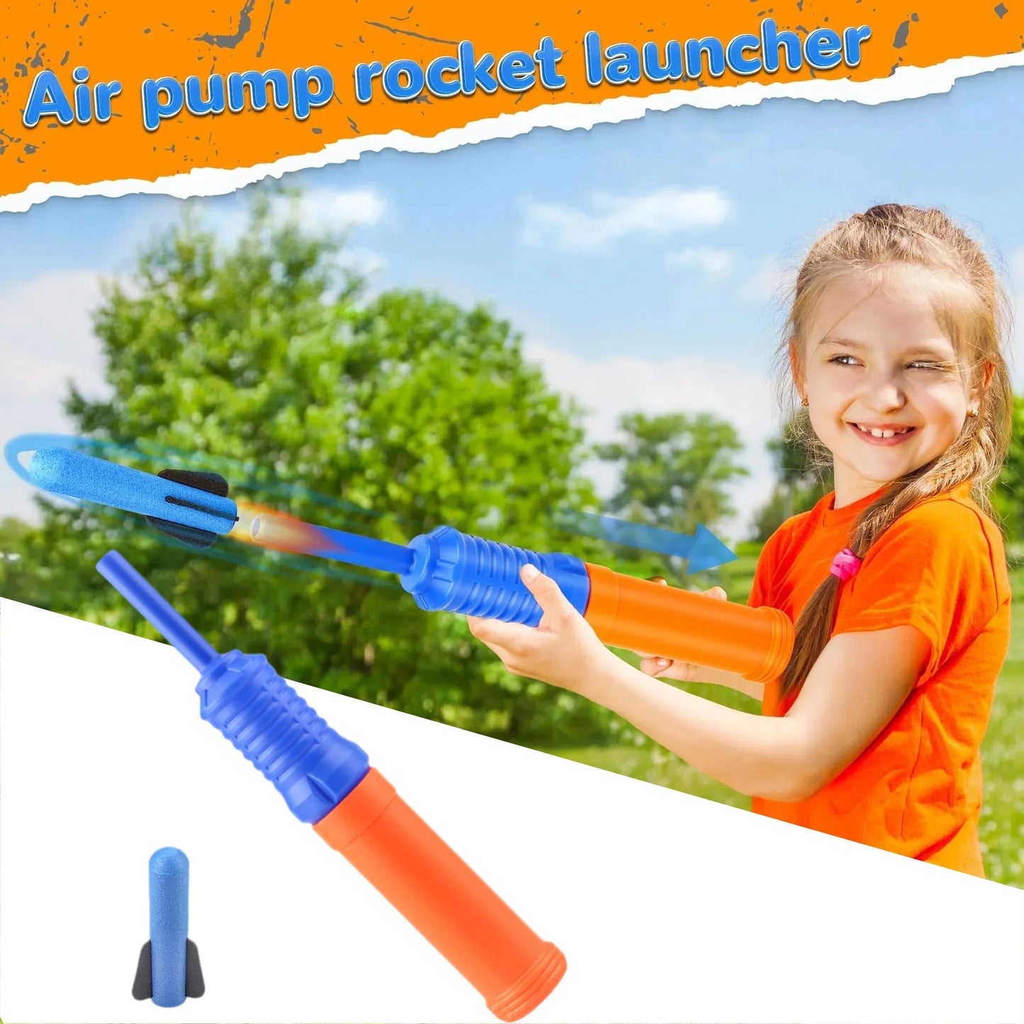 Hand-Propelled Rocket Launcher Toy Set Foam Rocket Children'S Outdoor Birthday Gift Funny Summer Garden Game Party Discount