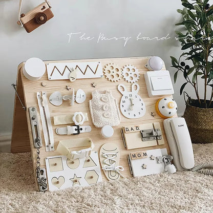 Montessori Busy Board Toys for Children Educational Games DIY Busy Board Parts Wooden Toys Sensory Board Games Puzzles for Kids