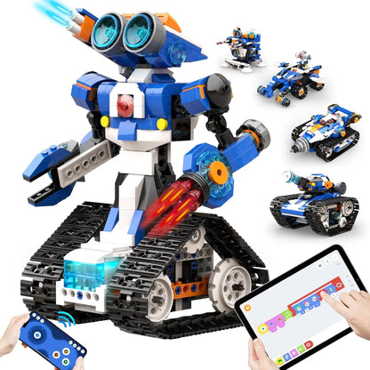 STEAM Robot Toy 6-In-1 Robot Building Kit for Boys Age 8-12 Remote Control Coding Toys Educational Robotics Gift for Kids