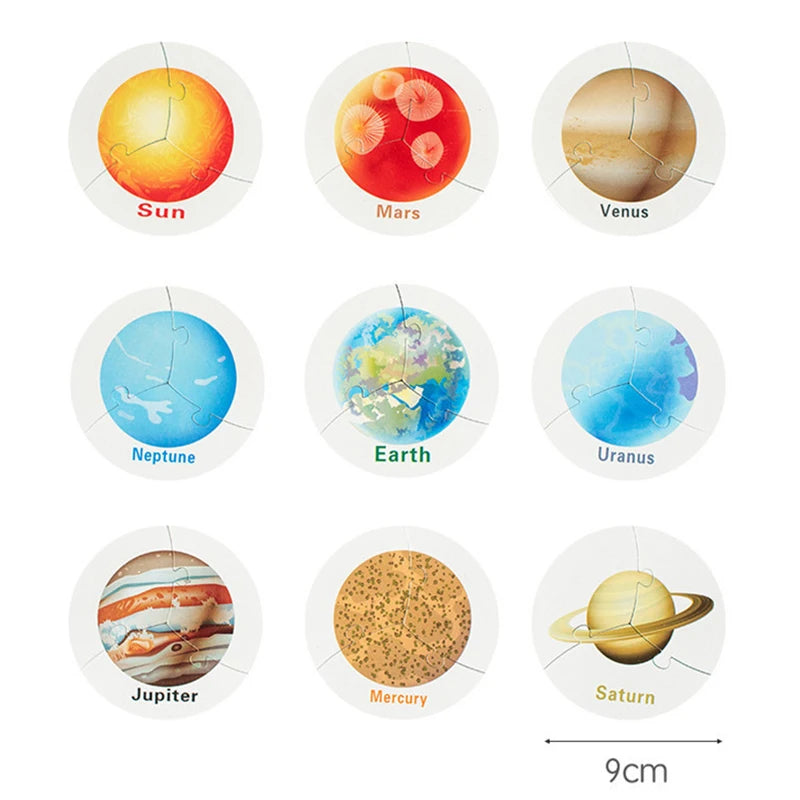 Wooden Montessori Solar System Puzzle Toy Planet Matching Game Astronomy Scientific Cognition Children Educational Learning Toys