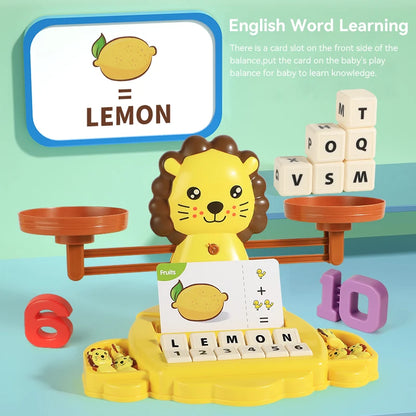 Kids Math Learning Toy - Owl & Chick Balance Scale - Boys & Girls Lion Balancing Math Game