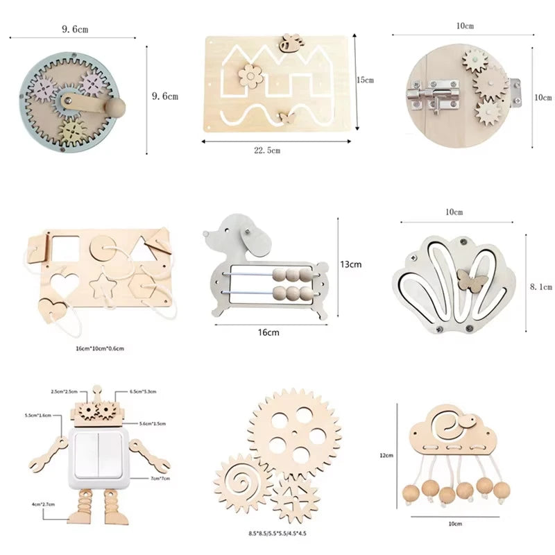 Montessori Busy Board Toys for Children Educational Games DIY Busy Board Parts Wooden Toys Sensory Board Games Puzzles for Kids