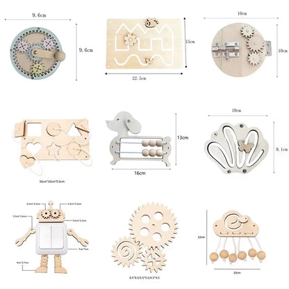 Montessori Busy Board Toys for Children Educational Games DIY Busy Board Parts Wooden Toys Sensory Board Games Puzzles for Kids