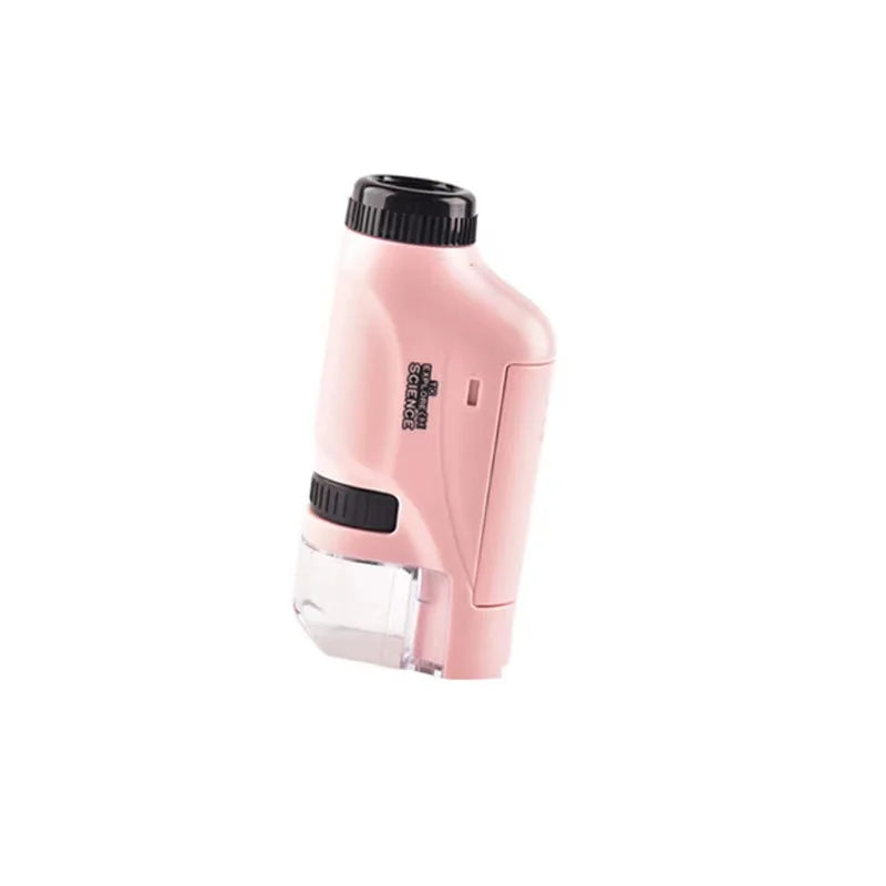 Mini Pocket Microscope Kit 60 To120X Portable Laboratory Microscope with LED Light for Kids Science Experiment Utensils