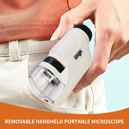 Mini Pocket Microscope Kit 60 To120X Portable Laboratory Microscope with LED Light for Kids Science Experiment Utensils