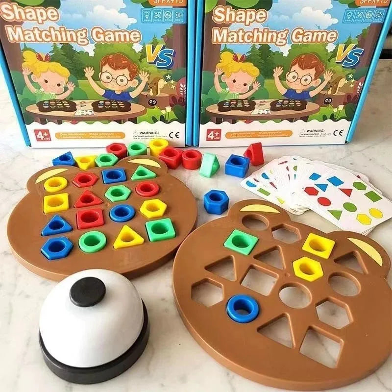 Geometric Shape Matching Puzzle, Montessori Wooden Sorting Toy for Toddlers, Educational Cognitive Training Game for Kids