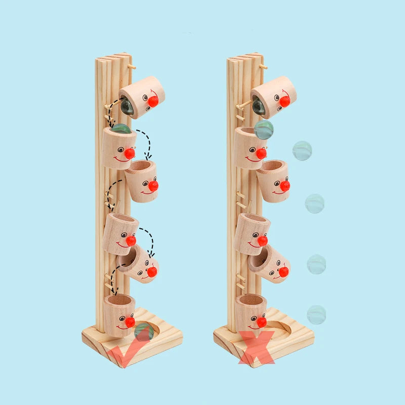 Montessori Clown Pattern Blocks Tree Wooden Baby Marble Ball Run Track Game Intelligence Toy for Early Education Kids Gift