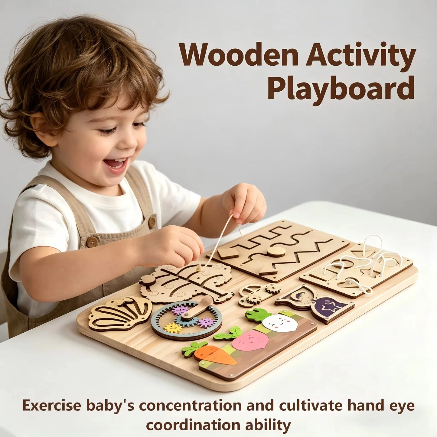Montessori Busy Board Toys for Children Educational Games DIY Busy Board Parts Wooden Toys Sensory Board Games Puzzles for Kids