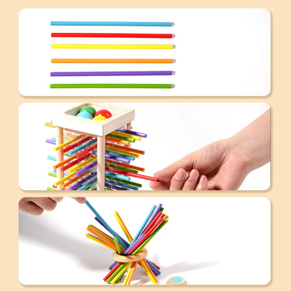 Baby Montessori Sensory Fine Motor Skills Toy Color Cognitive Learning Counting Sticks Game Educational Kids Balance Wooden Toys