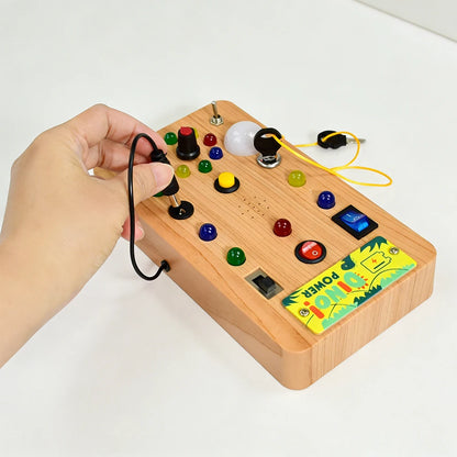 Children'S Montessori LED Light Busy Board Simulation Switch Power Board Busy Light Button Puzzle Early Education Learning Toy