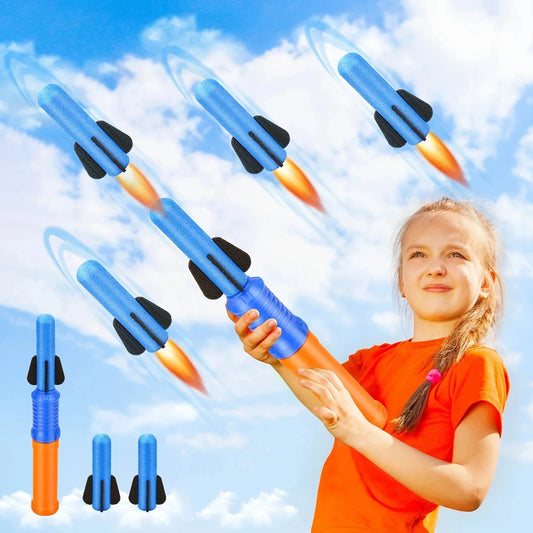 Hand-Propelled Rocket Launcher Toy Set Foam Rocket Children'S Outdoor Birthday Gift Funny Summer Garden Game Party Discount