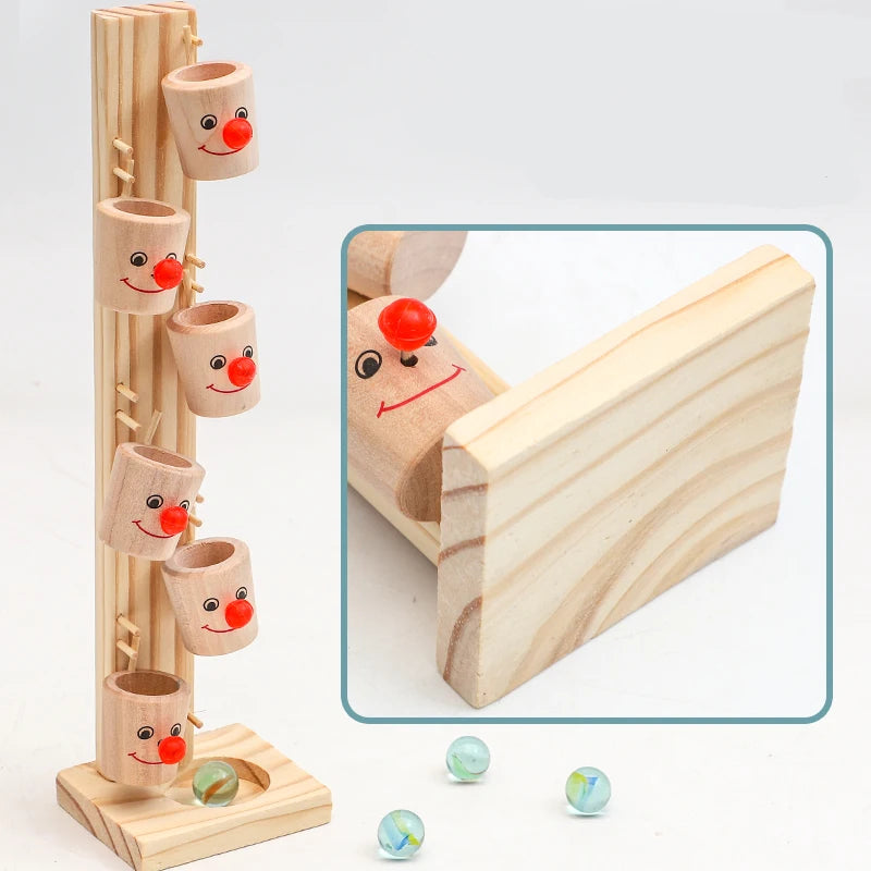 Montessori Clown Pattern Blocks Tree Wooden Baby Marble Ball Run Track Game Intelligence Toy for Early Education Kids Gift