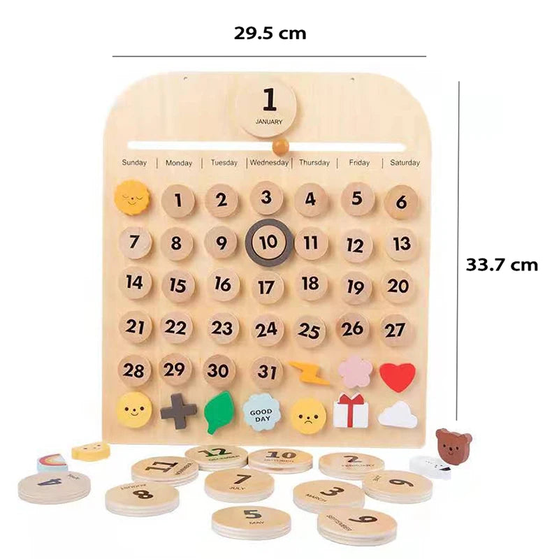 Kids Daily Calendar Wooden Educational Toy My Weather Station Date Time Record Activity Board Growth Learning Teaching Toys Gift