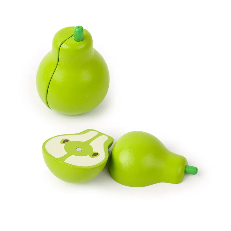Simulation Kitchen Pretend Toy Cutting Fruit Vegetable Set Wooden Classic Game Montessori Educational Toy for Children Kids Gift