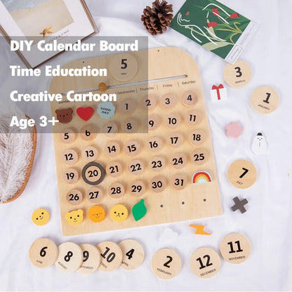 Kids Daily Calendar Wooden Educational Toy My Weather Station Date Time Record Activity Board Growth Learning Teaching Toys Gift
