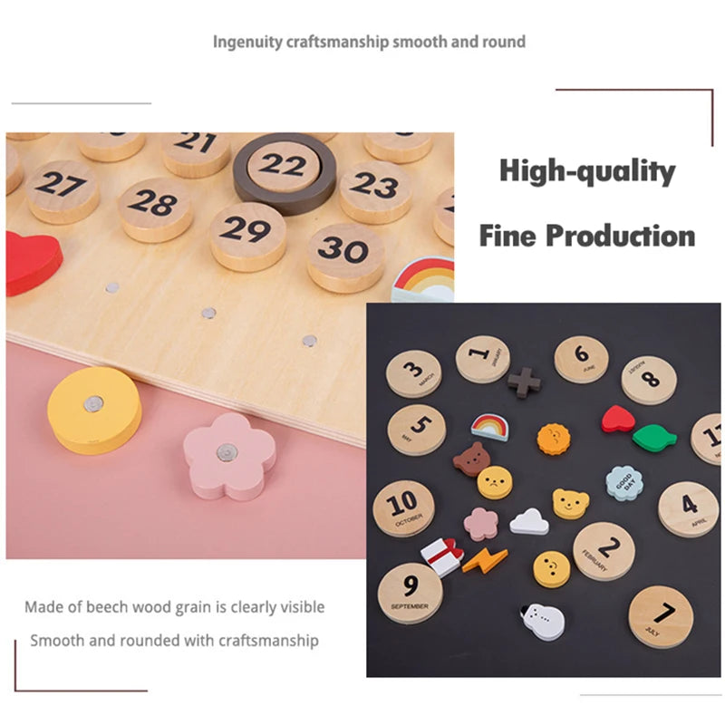Kids Daily Calendar Wooden Educational Toy My Weather Station Date Time Record Activity Board Growth Learning Teaching Toys Gift