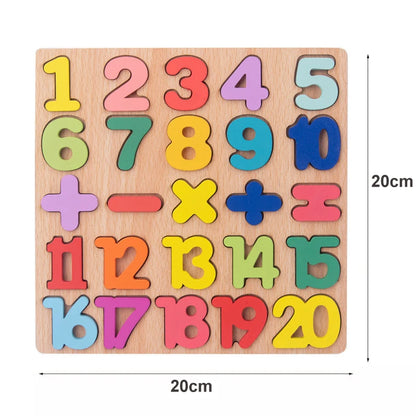 Wooden Puzzle Alphabet Number Shape Matching Board Baby Early Learning 3D Puzzle Preschool Educational Toys for Children