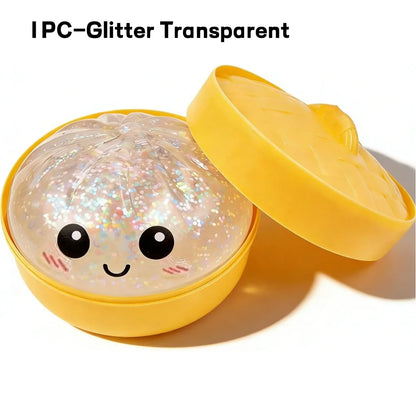 Squishy Dumpling Stress Balls Glitter Dumpling Fidget Sensory Toy for Kids Adults, Squeeze Dough Ball Stress Relief Toy for ADHD