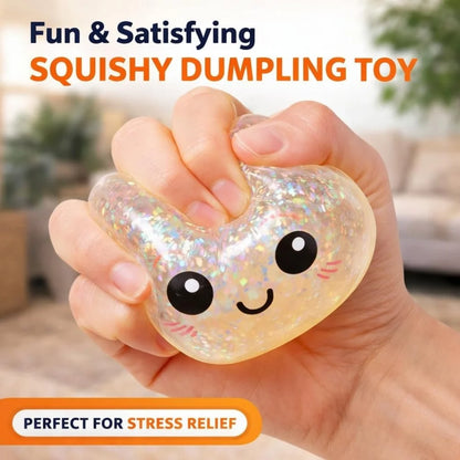 Squishy Dumpling Stress Balls Glitter Dumpling Fidget Sensory Toy for Kids Adults, Squeeze Dough Ball Stress Relief Toy for ADHD