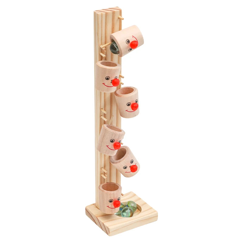 Montessori Clown Pattern Blocks Tree Wooden Baby Marble Ball Run Track Game Intelligence Toy for Early Education Kids Gift