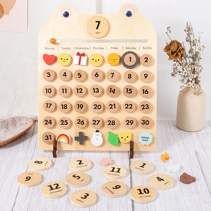 Kids Daily Calendar Wooden Educational Toy My Weather Station Date Time Record Activity Board Growth Learning Teaching Toys Gift