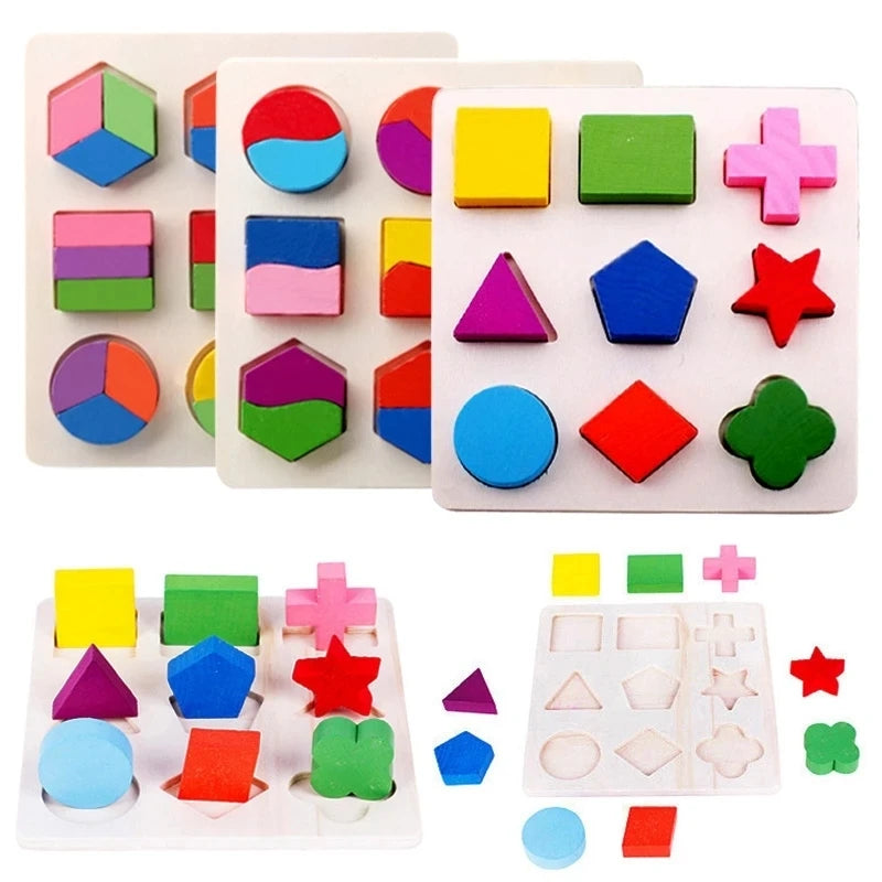 Wooden Puzzle Alphabet Number Shape Matching Board Baby Early Learning 3D Puzzle Preschool Educational Toys for Children