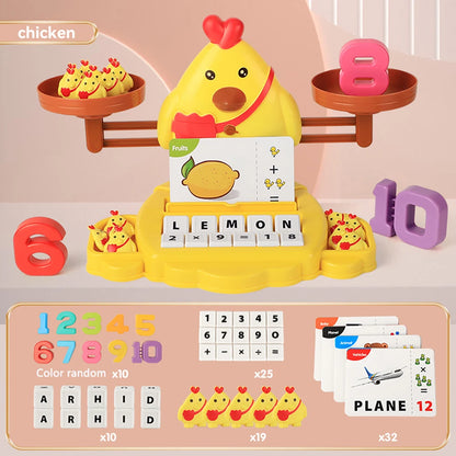 Kids Math Learning Toy - Owl & Chick Balance Scale - Boys & Girls Lion Balancing Math Game