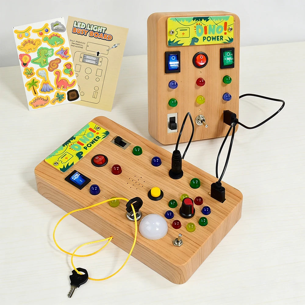 Children'S Montessori LED Light Busy Board Simulation Switch Power Board Busy Light Button Puzzle Early Education Learning Toy