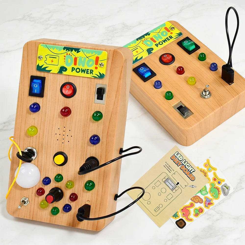 Children'S Montessori LED Light Busy Board Simulation Switch Power Board Busy Light Button Puzzle Early Education Learning Toy