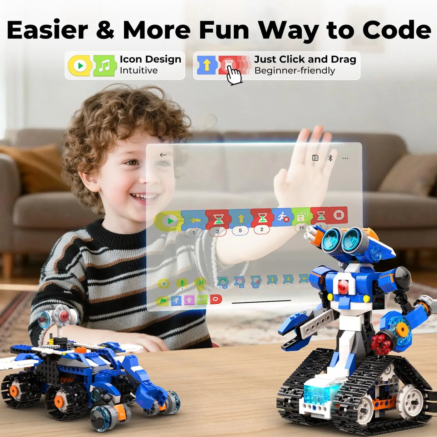 STEAM Robot Toy 6-In-1 Robot Building Kit for Boys Age 8-12 Remote Control Coding Toys Educational Robotics Gift for Kids