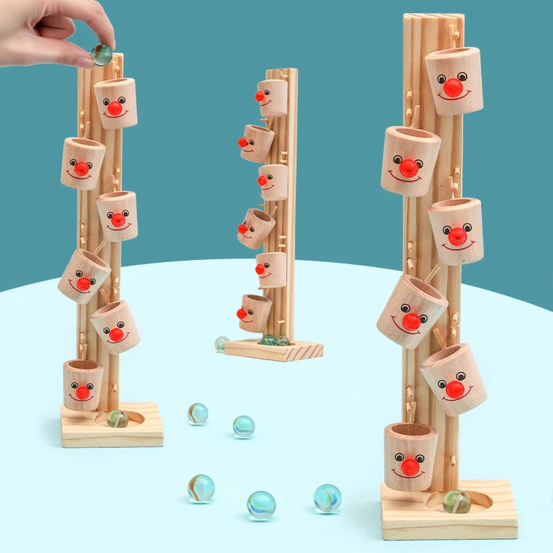 Montessori Clown Pattern Blocks Tree Wooden Baby Marble Ball Run Track Game Intelligence Toy for Early Education Kids Gift