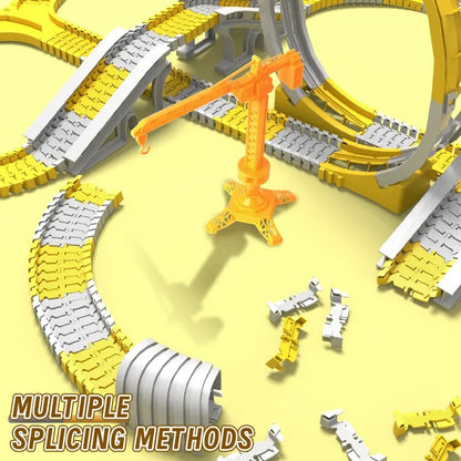 DIY Building Block Track Splicing Puzzle Toy,Electric Track Toy Engineering Minin Car Set Puzzle Kids Toys Track Car Train Toys